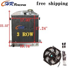 3ROW 62MM Aluminum Radiator+FAN 1932 32 FORD CHOPPED FOR ENGINE AT/MT Manual