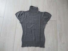 Pull à manches courtes col roulé gris à paillettes taille S