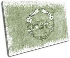 Christmas Decoration Wall Canvas ART Print XMAS Picture Gift Hessian 12 Green Ch