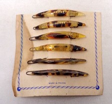 Lot 6 peignes anciens - Barettes à cheveux en celluloid sur plaquette 1930-40's
