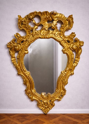 Miroir ancien bois sculpté - ancien, en