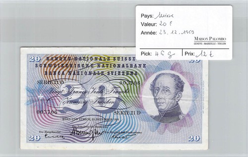 Billet suisse francs - suisse,
