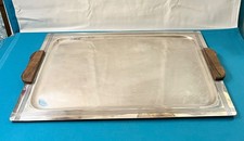 Plateau de service ERCUIS modèle MALACCA métal argenté & palissandre 55x38 cm