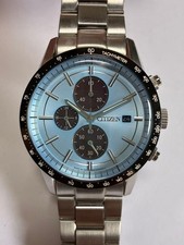 Montre chronographe solaire pour homme Citizen Eco-Drive cadran bleu clair él...
