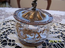 Ancien sucrier en cristal avec arabesques or. Décor tournant. Début XXe. Réf n°1