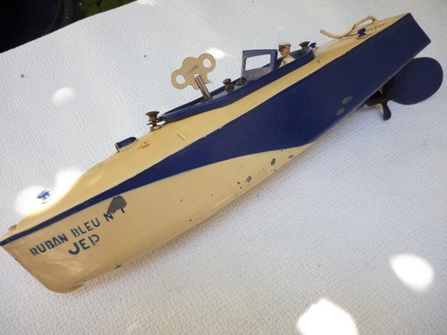 Jouet ancien canot jep ruban - jouet,