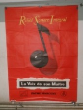 AUTHENTIQUE AFFICHE ANCIENNE - LA VOIX DE SON MAITRE - PATHE MARCONI.