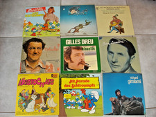 Lot 9 anciens disques LP vinyles 33T Dreu Coluche Dorothée Aristochats Lumière