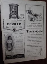 cheminée LILY DEVILLE + THERMOGENE + GLASER publicité papier  ILLUSTRATION 1924