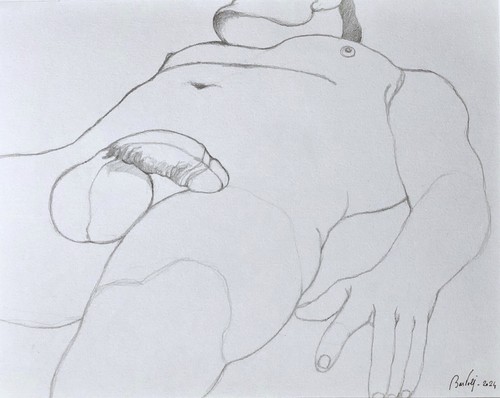 Dessin fusain homme - , nu