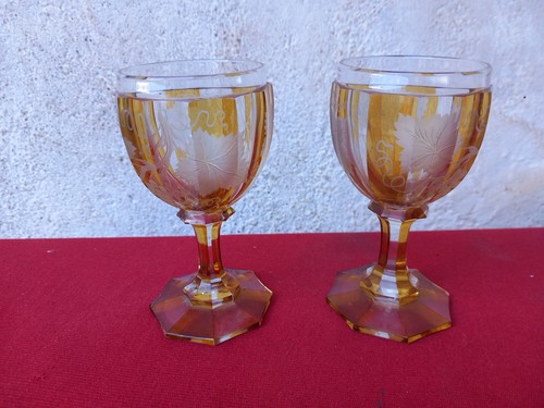 Paire verres gravés - paire, grappes