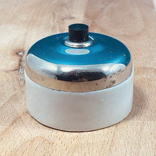 Ancien interrupteur bouton poussoir sonnette porcelaine et chrome