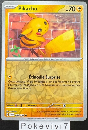 Carte pokemon pikachu 051 162 - carte,