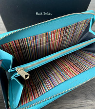 Paul Smith Signature Rayure Intérieur Fermeture Éclair Portefeuille / Fabriqué À