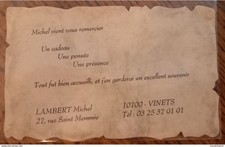 Vinets (Aube) - Lambert Michel, 27, Rue Saint Memmie Faire Part de remerciement