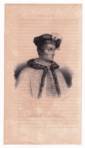 Lithographie portrait amerigo - lithographie,