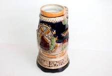 ANCIENNE CHOPE DE BIERE ALLEMANDE en GRES EMAILLÉ, MOULIN, MUSICALE MUSIQUE 25cl