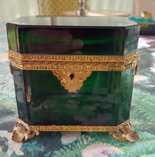 COFFRET  VERRE CRISTAL VERT LAITON ATTRIBUE FRERES SUSSE voir lien
