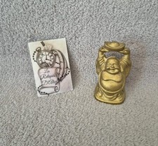 Petite figurine / statuette Bouddha rieur doré en résine hauteur 5.3 cm (b)