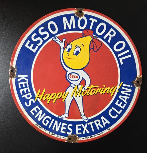 Plaque émaillée esso - émaillée,