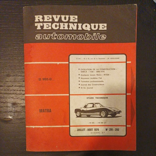 Revue technique matra 530 - revue,