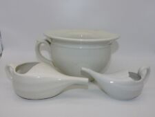 3 PIECES POT DE CHAMBRE LUNEVILLE + 2 CANARDS DE MALADE PORCELAIN ET CHOISY CH68