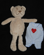 🍀Doudou Ours Salopette Bleu