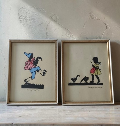 Pair vintage scherenschnitt - pair,