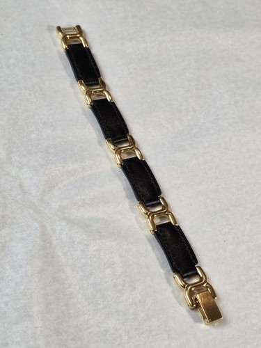 Hermes logo black leather - h,