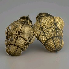 Lanterne cage suspension vénitienne verre soufflé 2 lampes Murano  vers 1960