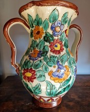 grand vase céramique émaillé CERART Monaco numéroté décor fleurs - années 1960