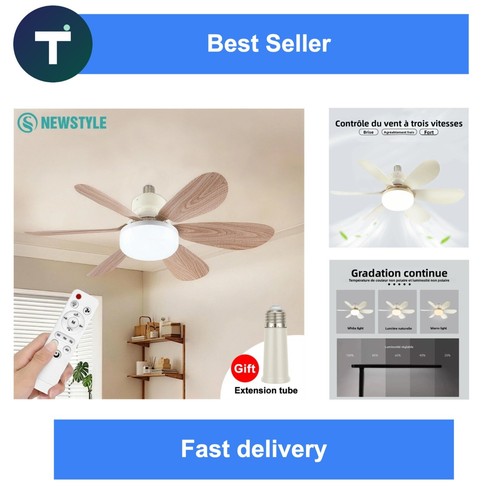 Ventilateur plafond bois led - plafond,