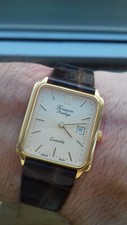Forsam Prestige 6479/2 Rectangolo Calendar Vintage Swiss NOS Montre 90's Fond H