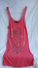 Tee Shirt Rose Sans Manches "Panacher" Tete De Mort En Strass T 38/40