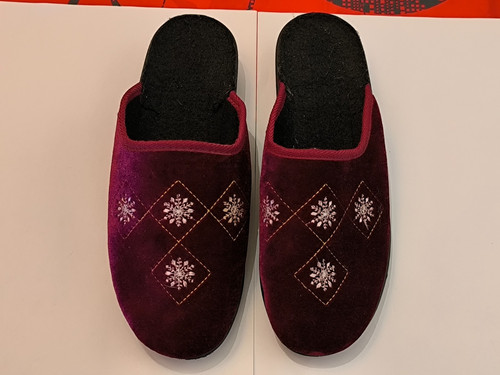 Chaussons rouge fleurs - rouge,