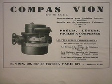 1935 PUB COMPAS VION RECORDS AERONAUTIQUES ATLANTIQUE MERMOZ COUPE BIBESCO  AD