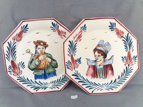 Paire assiettes octogonales - d'assiettes,