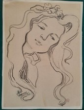 TOURTE Suzanne. Figure féminine. XXème-DESSIN