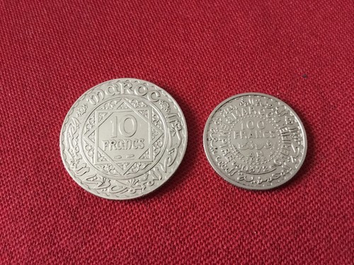 Maroc pièce argent 10franc - ,