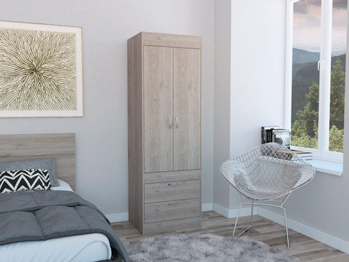 Light gray double door armoire - light,