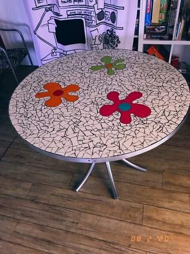 Table ronde mosaïque - table,