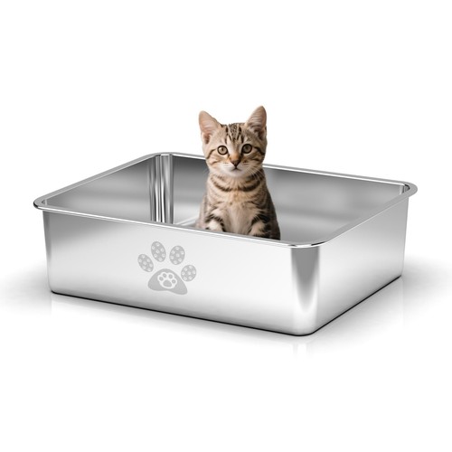 Bac litiere pour chat inox - bac,