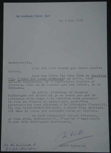 André castelot lettre - andré,