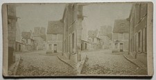 FRANCE Étampes Rue Cave à vin c1900 Photo Stereo Vintage Citrate