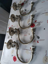 ancienne grosse 4 Patères  Art Déco Porte Manteau laiton argenter porcelaine