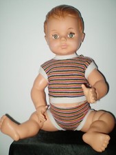 ANCIEN POUPON PETITCOLIN YEUX GRIS DORMEURS AVEC TENUE 55 cm TETE D'AIGLE FRANCE