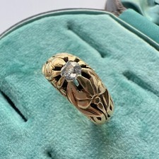 Antique late Victorian Art Nouveau 18K Gold Diamond Band Ring
