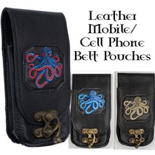 Cuir Kraken Rhum Portable Pochette Portefeuille Ceinture Holster Motard Octopus