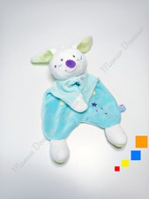Doudou Plat/Mouchoir Lapin Bleu Blanc Vert Mauve Etoile Luminescent Sucre D'orge