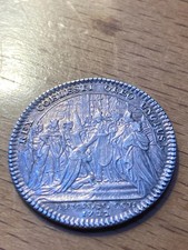 Jeton argent SACRE À REIMS Louis XV 1722 Buste couronné Champagne petit module